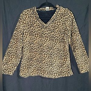 Fuzzy cheetah pajama shirt